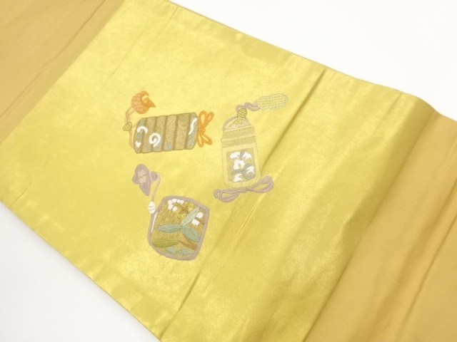 JAPANESE NAGOYA OBI / EMBROIDERY / FLORAL PLANTS